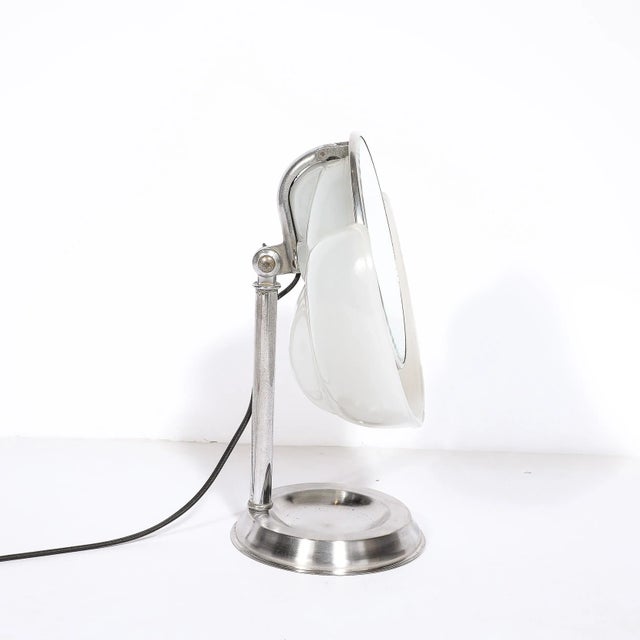 Art Deco Round Frosted Glass and Chrome Vanity Mirror For Sale - Image 9 of 12