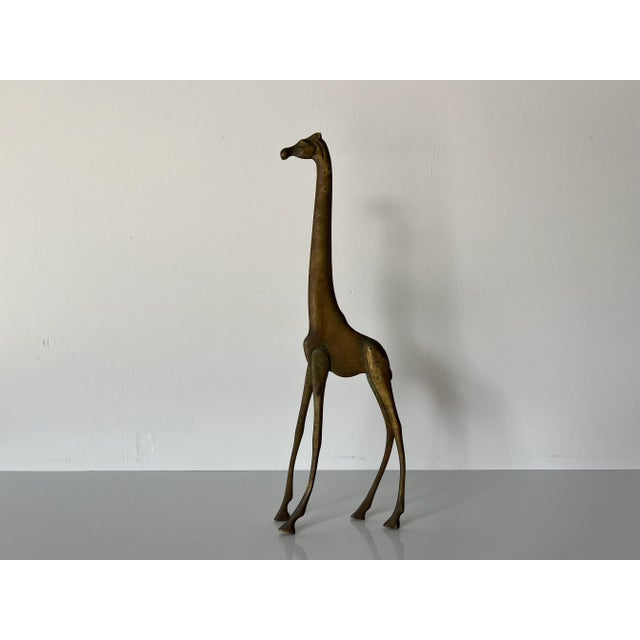 Mid-Century Modern 70"s Vintage Art Handmade Solid Brass Giraffe Sculpture/ Sold For Sale - Image 3 of 13