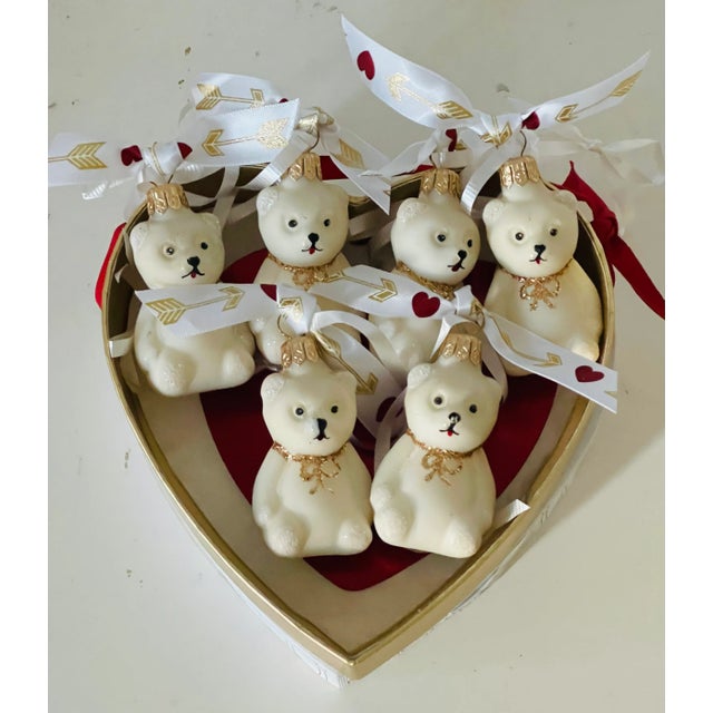 1970s Vintage European Mercury Glass Christmas Ornaments Teddy Bears- Set of 6 For Sale - Image 5 of 6