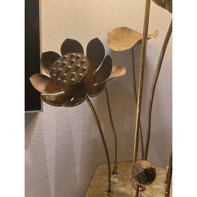 1960s Feldman Brass Lotus Flower Lamp For Sale - Image 10 of 11