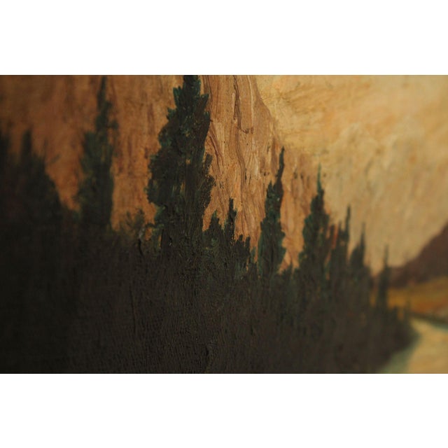 Continental School Mountain Landscape Oil Painting, Signed For Sale - Image 14 of 18