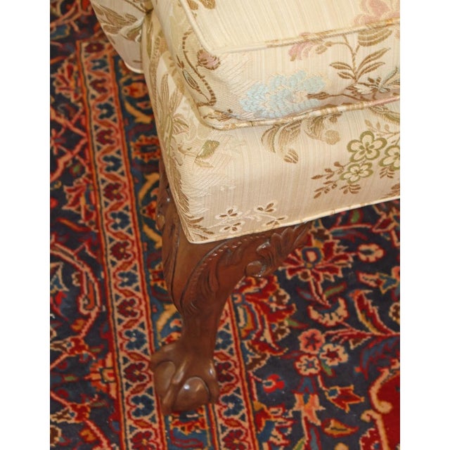 1980s Pair of Kittinger Colonial Williamsburg Scalamandre Fabric Fire Side Wing Chairs For Sale - Image 10 of 15