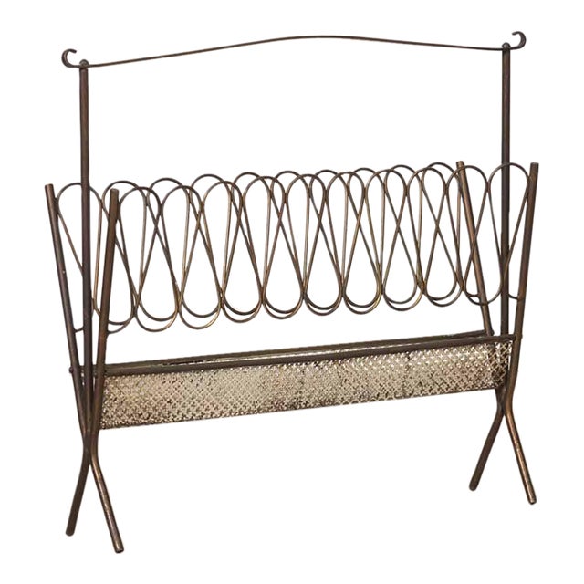 1950s Italian Brass Magazine Rack For Sale
