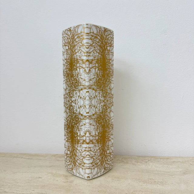 Mid-Century Modern Art Porcelain Vase with Abstract Gold Pattern from Heinrich & Co. Selb Bavaria, Germany, 1970s For Sale - Image 3 of 6
