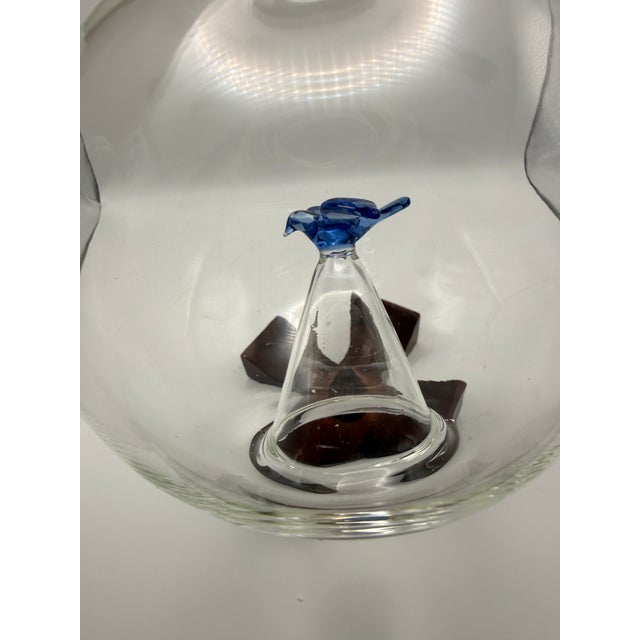 Transparent Vintage Michael Graves Swid Powell Hand Blown Glass Wine Decanter Bird Aerator - New in Box For Sale - Image 8 of 10