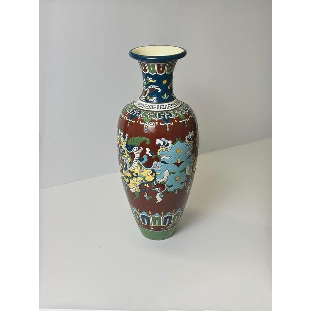 Art Nouveau Enamelled Faience Vase, 1890s For Sale - Image 5 of 10