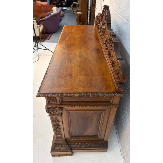 Antique French Renaissance Revival Carved Oak Buffet For Sale In New York - Image 6 of 13