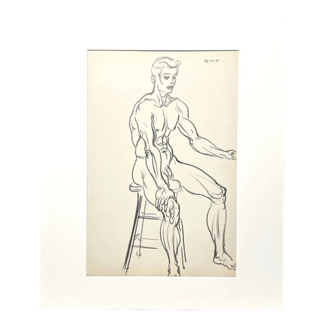 Vintage Male Erotica, Black & White Figure Study by Artist Harold Haydon For Sale