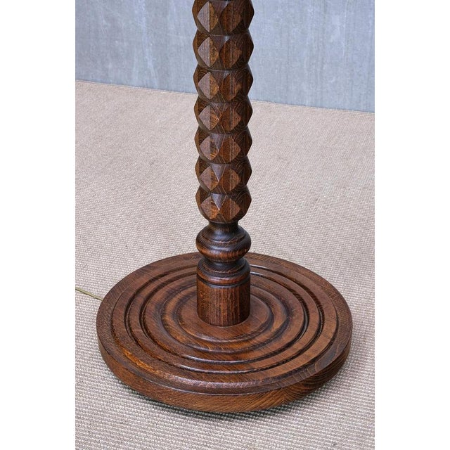 Sculptural Floor Lamp in Oak and Loro Piana Linen from Charles Dudouyt, France, 1940s For Sale - Image 6 of 13