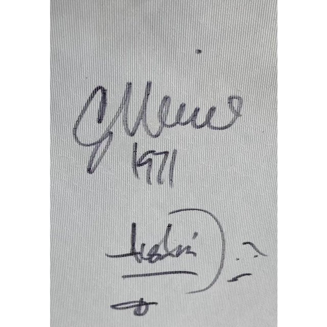 Green Vintage Oil Painting of Faces Signed Olin 1971 For Sale - Image 8 of 9