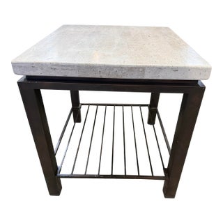 Travertine "Tempo" End Table Attributed to Bernhardt For Sale