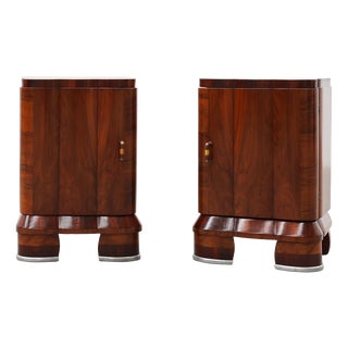Art Deco Nightstands in Walnut, Italy, 1920s, Set of 2 For Sale