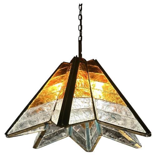 Amber Clear Glass Pendant Light from Poliarte, 1970s For Sale - Image 12 of 12