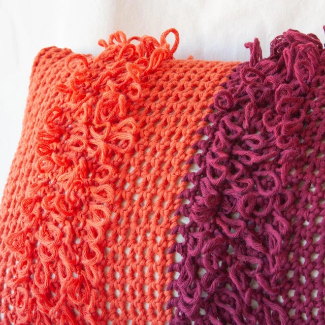 Orange & Red Textures from the Loom Pillow by Com Raiz For Sale - Image 4 of 9