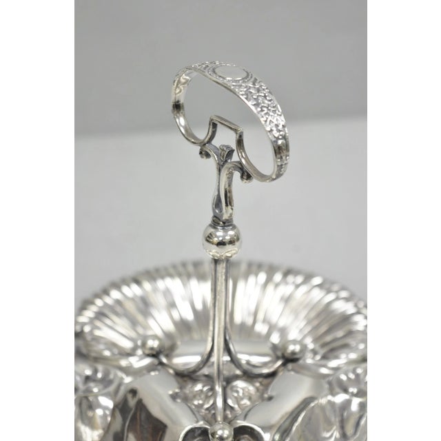 Metal Antique English Victorian Silver Plated Triple Clam Shell Nautical Candy Dish For Sale - Image 7 of 16