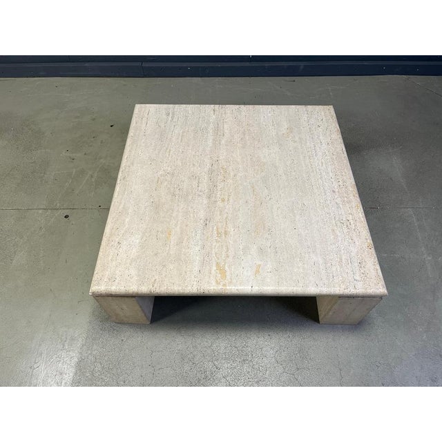1970s Vintage Square Travertine Coffee Table, Italy, 1970s For Sale - Image 5 of 11