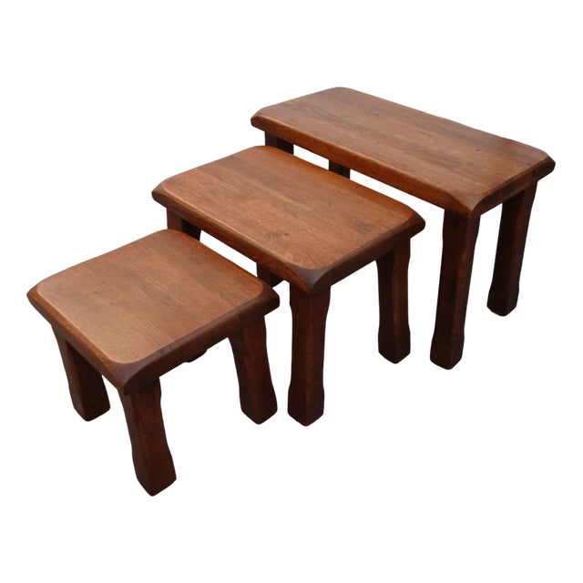 Vintage Brutalist Nesting Tables, Set of 3 For Sale