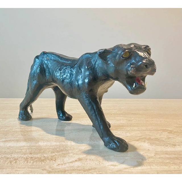 Black Leather Panther Sculpture For Sale - Image 8 of 11
