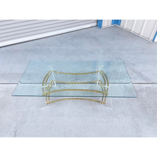 Transparent 1970s Mid Century Lucite and Glass Coffee Table Styled After Charles Hollis Jones For Sale - Image 8 of 13