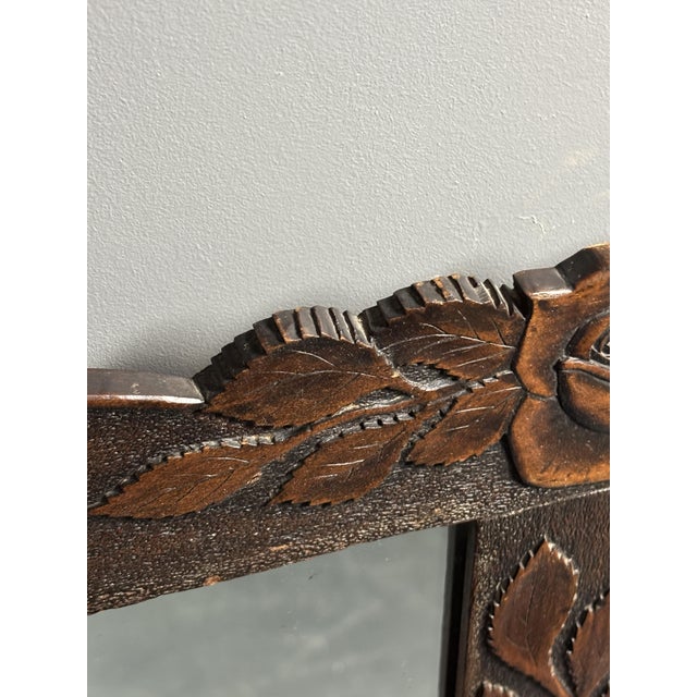 Antique Hand-Carved Wall Mirror with Floral Roses, 1890s For Sale - Image 11 of 17