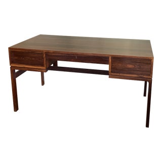 1950s Mid Century Danish Modern Arne Wahl Iversen Rosewood Writing Desk Model 80 For Sale