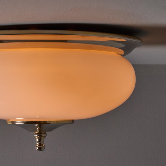 1970s Nickel and Opaline Glass Wall or Ceiling Lamp Attributed to Luigi Caccia Dominioni for Azucena For Sale - Image 15 of 18