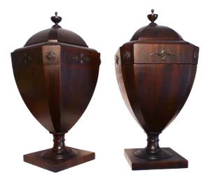 Mid 19th Century Regency-Style Mahogany Cutlery Urns - a Pair