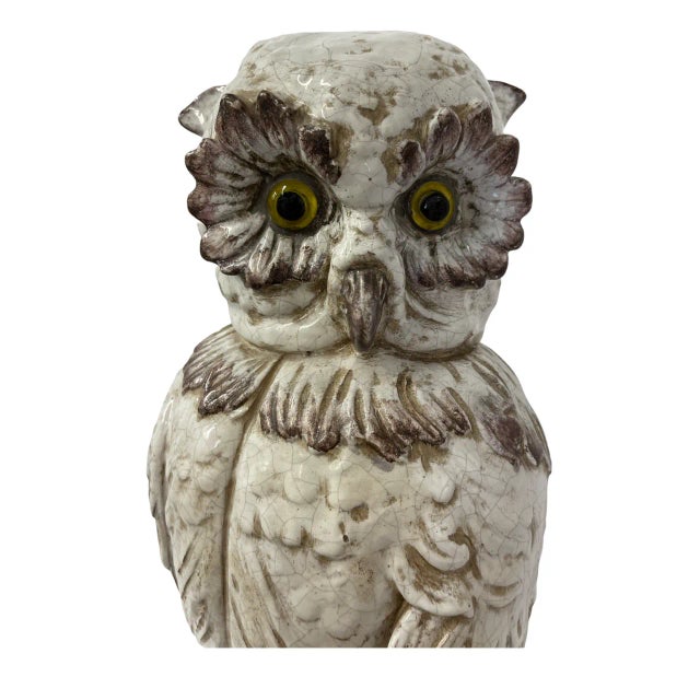Italian Italian Ceramic Owl Figurine For Sale - Image 3 of 8
