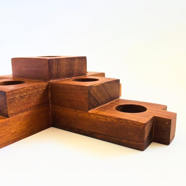 Vintage Wood Block Candle Holder For Sale - Image 9 of 10