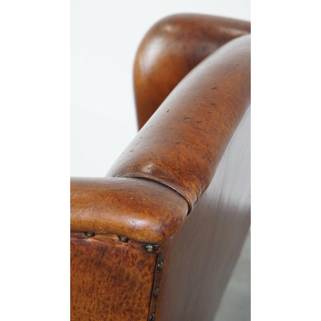 Large Vintage Sheepskin Wing Chair For Sale - Image 15 of 18