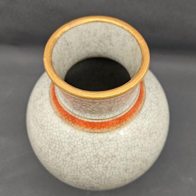 Royal Copenhagen Crackle Ceramic Vase from Royal Copenhagen, Denmark, 1930s For Sale - Image 4 of 9