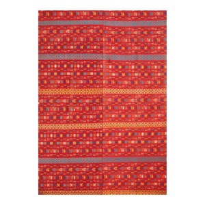 1930s Red Stripe Abstract Antique Swedish Flat-Weave Rug 5' 10" X 8' 2" Wool Carpet
