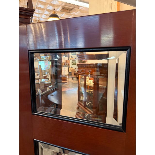 Vintage Contemporary Mahogany 4-Panel Folding Room Divider Screen With Beveled Glass For Sale In Atlanta - Image 6 of 7