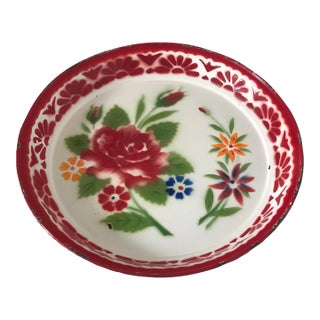 Vintage Airbrushed Enamel Metal Serving Tray For Sale