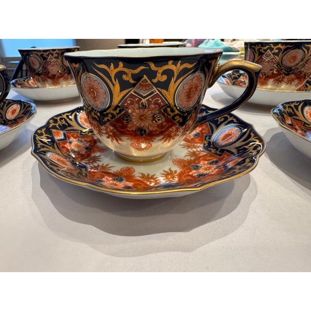 Hand painted coffee cups and saucers. Famous historic design by Shobido Honten. These beautiful coffee cups were purchased...