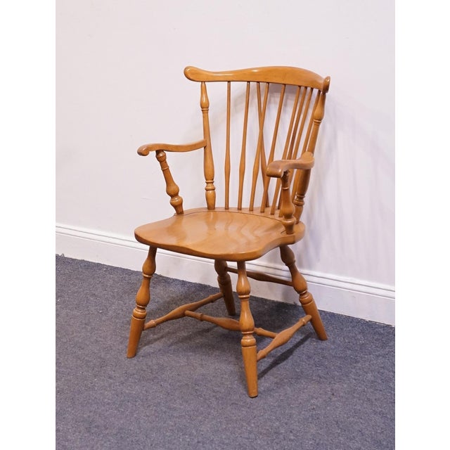 PENNSYLVANIA HOUSE Solid Hard Rock Maple Colonial Early American Fiddleback Duxbury Windsor Dining Arm Chair 1059-110A...