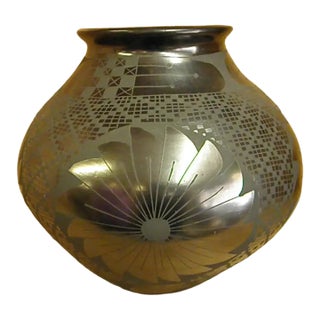Late 20th Century Mata Ortiz Hand Coiled Blackware Pot by Miguel Bugarini For Sale