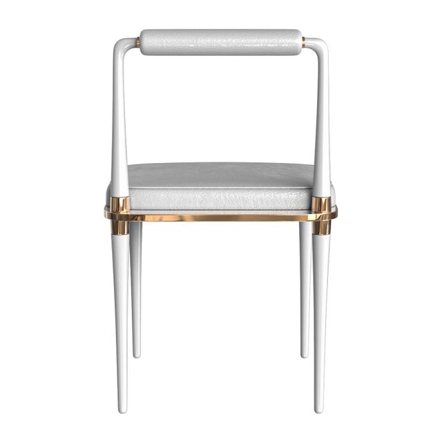 "Audrey" Chair, Stainless Steel, Bronze Details, Tailor Made Leather For Sale In Los Angeles - Image 6 of 8