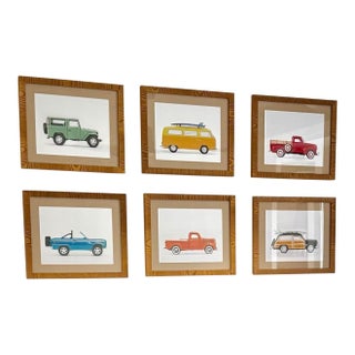 Leslee Mitchell Matchbox Car Framed Print Set of 6 For Sale