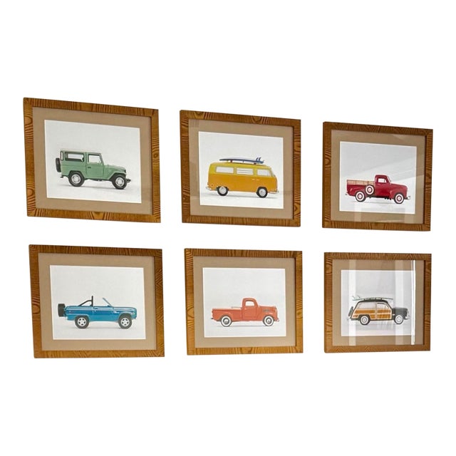 Leslee Mitchell Matchbox Car Framed Print Set of 6 For Sale