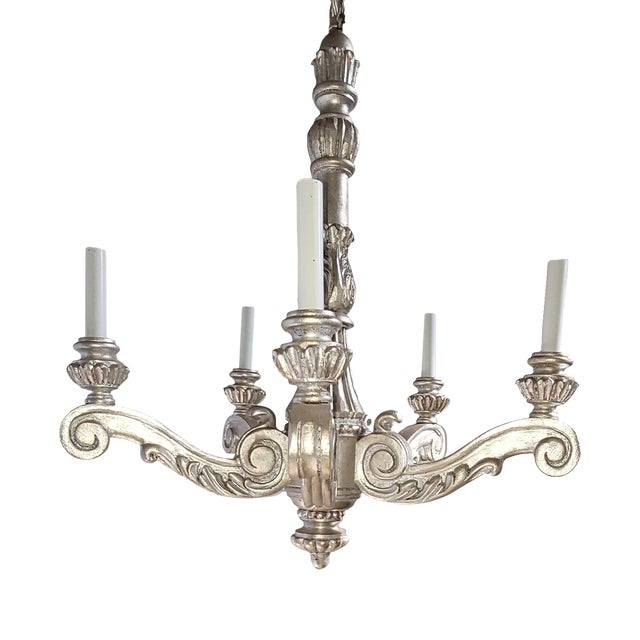 Late 20th Century French Style Carved Wood Chandelier For Sale