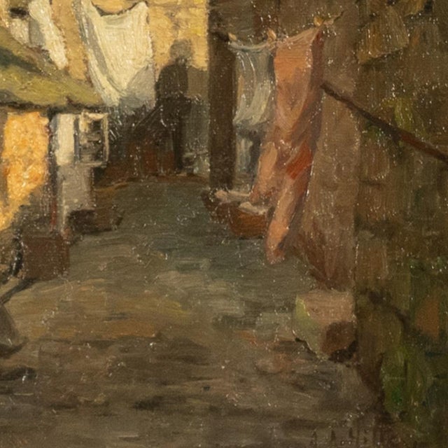 Brown Antique American California Impressionist Oil Canvas Painting St. Ives Cornwall by Anna Althea Hills, 1910 For Sale - Image 8 of 13
