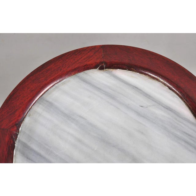 Wood Vintage Chinoiserie Chinese Carved Hardwood Marble Top Pedestal Plant Stand For Sale - Image 7 of 12