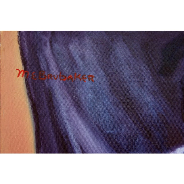 Vintage Mid Century Modern Figurative -- Seated Samurai Original Oil on Canvas by Molly E. Brubaker For Sale In Monterey, CA - Image 6 of 7