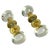 Pair of clear acrylic glass and brass round door knobs, European 1970's. These identical door handles can be applied...