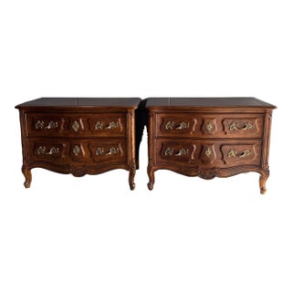 Henredon Carved French Style 3 Drawer Beside Tables - a Pair For Sale