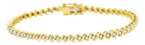 10K Yellow Gold Plated .925 Sterling Silver 1/2 Cttw 2-Prong Set Diamond S Link Tennis Bracelet - 7.