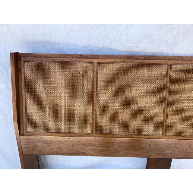 1960s MidCentury Cane Queen Size Solid Wood Headboard Chairish
