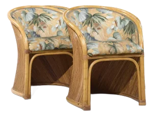Gabriella Crespi Style Pencil Reed Mid Century Rattan Dining Chairs - Set of 4