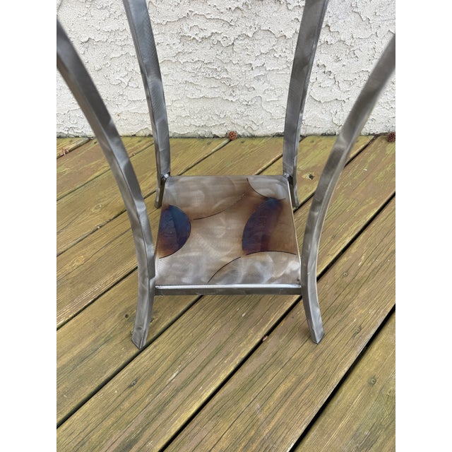 Vintage Artist Signed Frank Seckler Hand Crafted Fine Art Metal End Table For Sale - Image 16 of 17